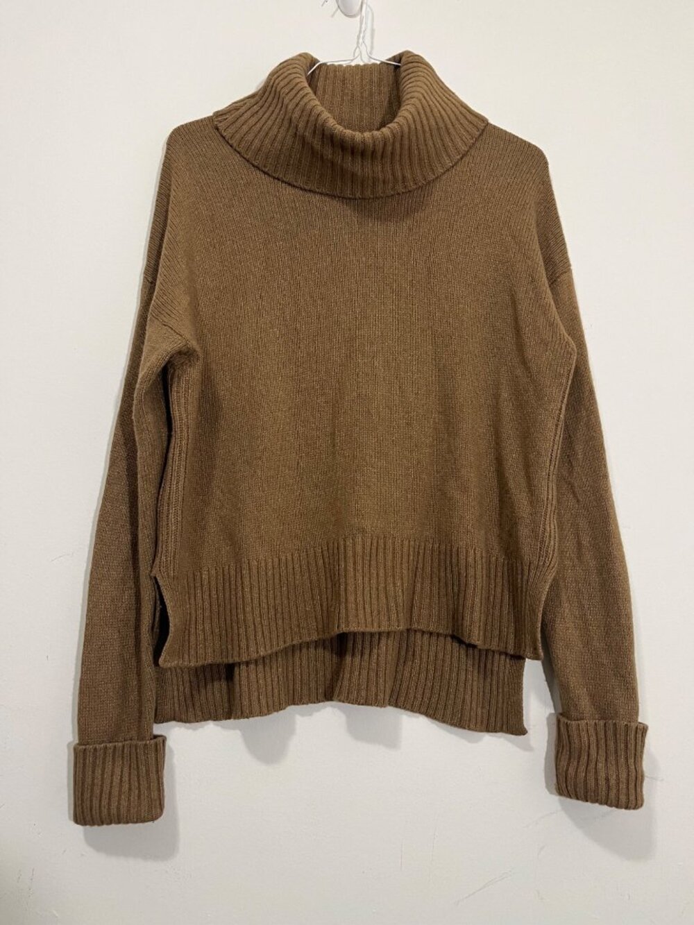 Anthropologie Wool Blend Blair Turtleneck Sweater Brown Oversized Sz S Boho Cozy